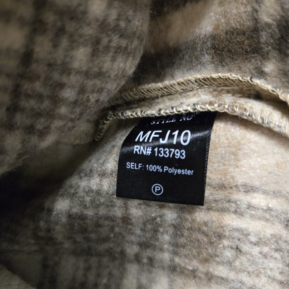 POL Plaid Teddy-Trim Jacket in Brown, Tan and Cream - Picture 5 of 6